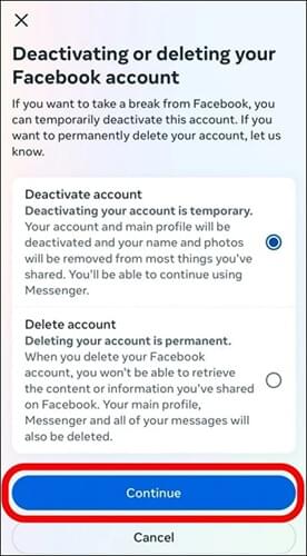деактивировать аккаунт фейсбук на айфоне