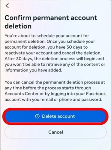 удалить аккаунт фейсбук на айфоне
