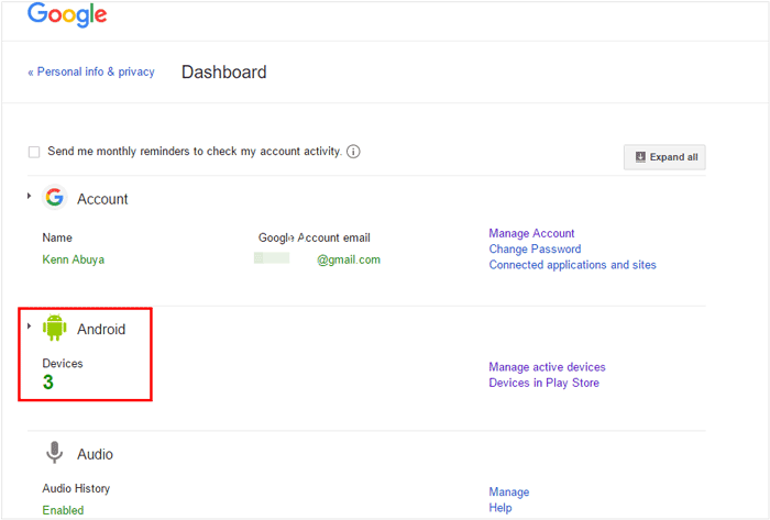 supprimer les fichiers de sauvegarde à l'aide du tableau de bord Google