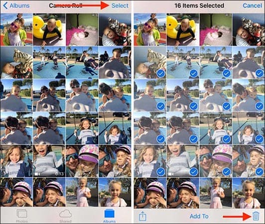 como apagar o rolo da câmera do iphone diretamente usando o aplicativo de fotos