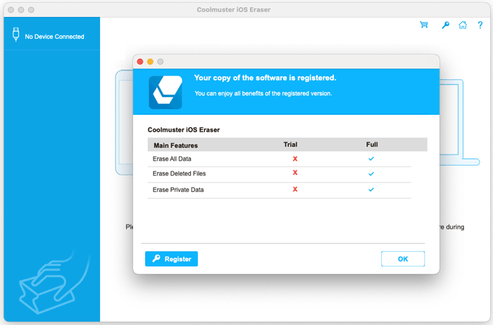 register ios eraser
