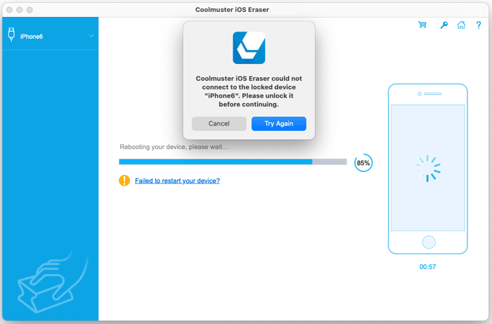 reboot ios device for data erasure
