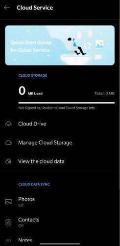 backup e restauração do OnePlus com o OnePlus Cloud