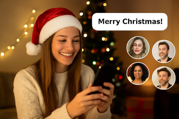 enviar mensagens de natal para um grupo de amigos