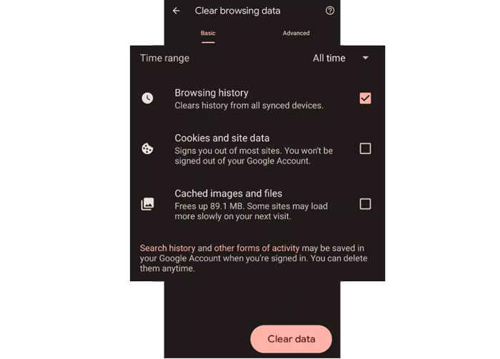 Chrome'da tarama geçmişini temizle