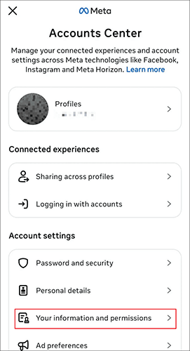 как очистить историю поиска в Instagram на iPhone в центре учетных записей