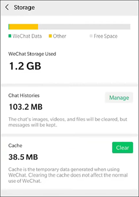 Hapus cache WeChat untuk mengelola penyimpanan WeChat di iPhone