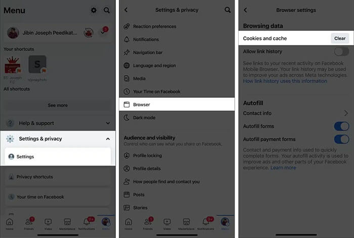 앱 설정으로 아이폰 페이스북 캐시를 지우는 방법