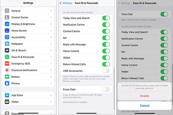 enable erase data feature on your iphone