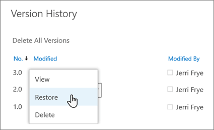 restore onedrive backup from previous versions