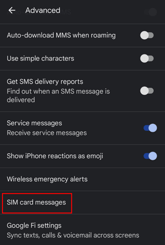 Hapus data kartu SIM di Android dengan aplikasi pesan
