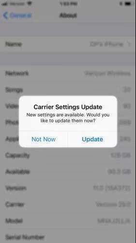 check for carrier settings update to fix iphone says no sim detected