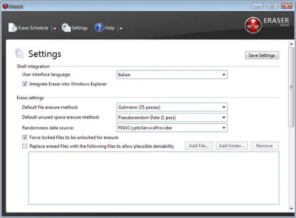 gomma per cancellare