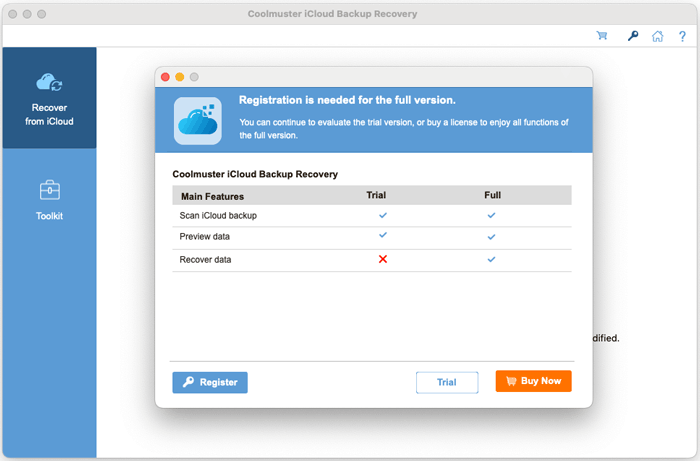 activate coolmuster icloud backup recovery mac