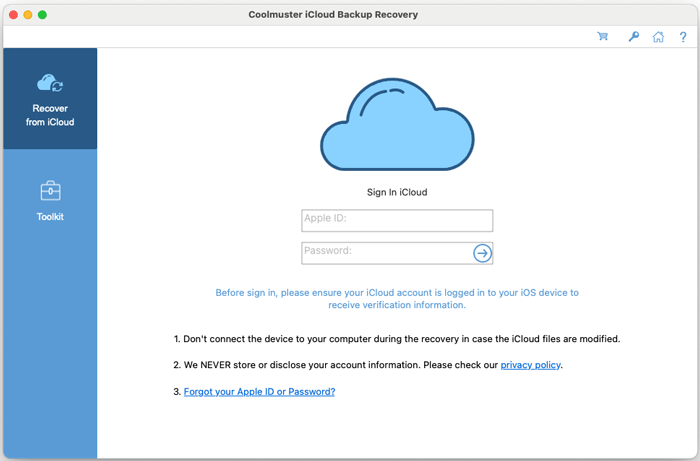 log into icloud account on mac software