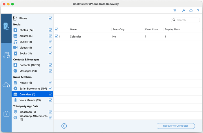 preview calendars for recovery