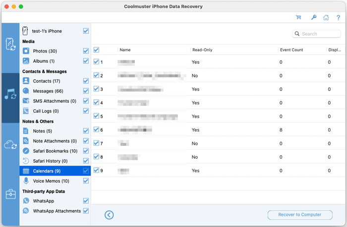 preview calendars for recovery