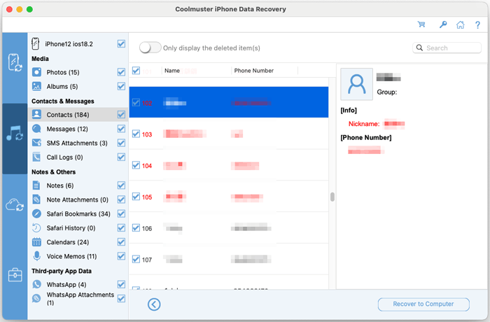 preview contacts for recovery on mac