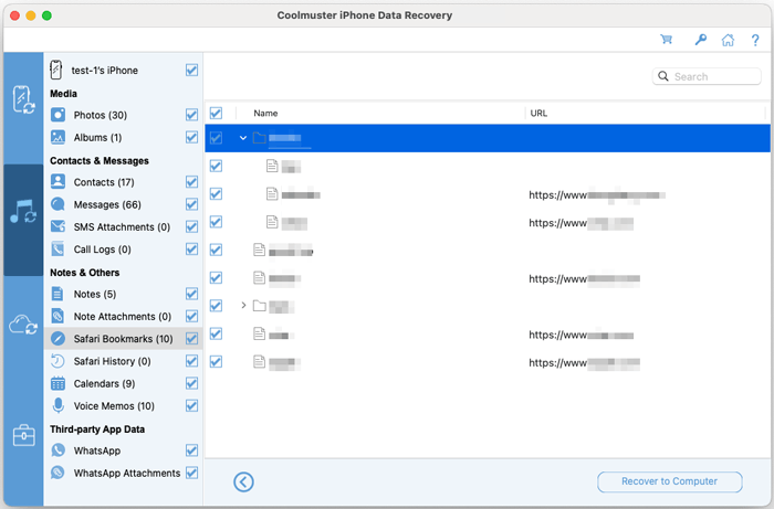 preview Safari bookmarks for recovery