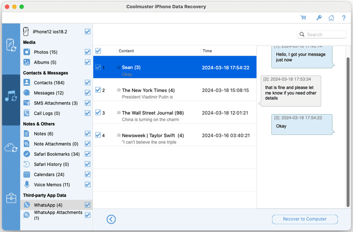 preview WhatsApp messages for recovery