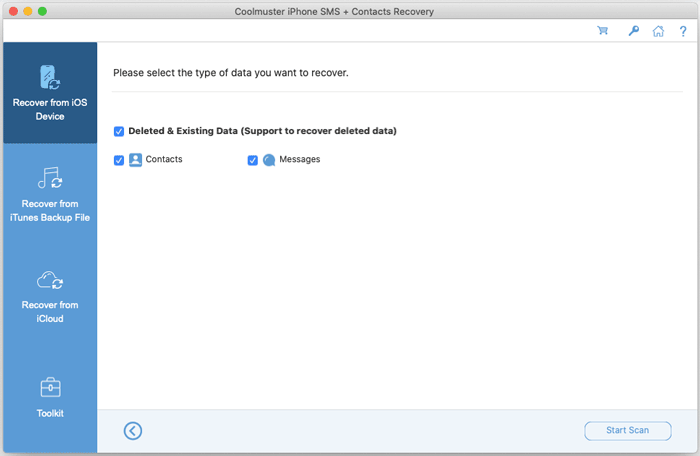 coolmuster iphone sms + contacts recovery for mac