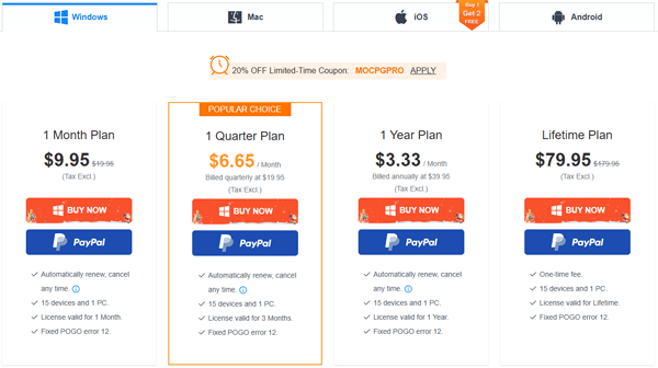 mocpogo Preisfenster