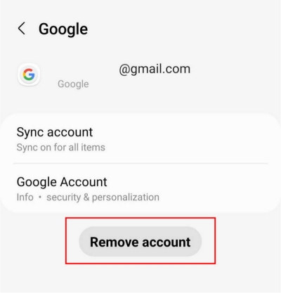 移除Google帳戶以修復Google備份無法正常工作的問題。