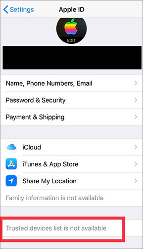 受信任設備清單不可用