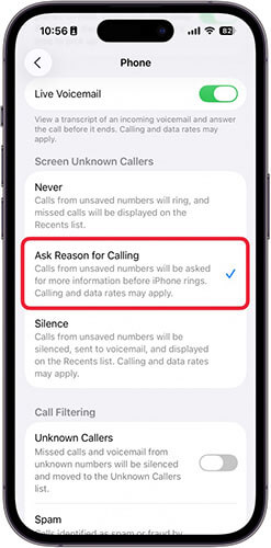turn on ios 26 call screening feature on your iphone