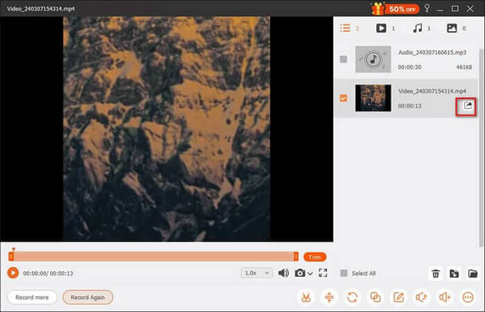 esportare la registrazione dello schermo
