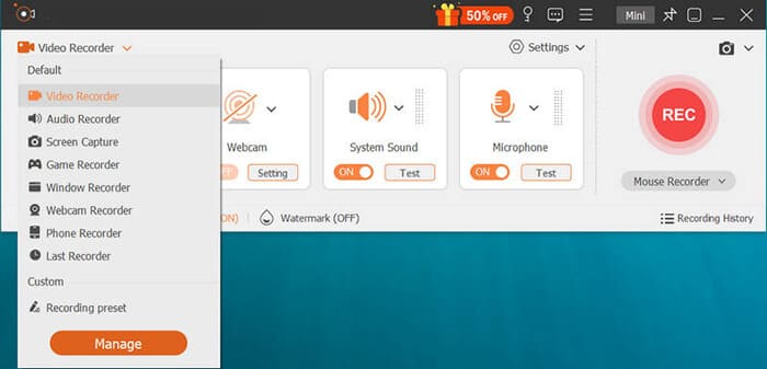 scegli il videoregistratore