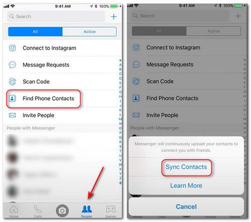 將 Facebook 聯絡人同步到 iPhone Messenger