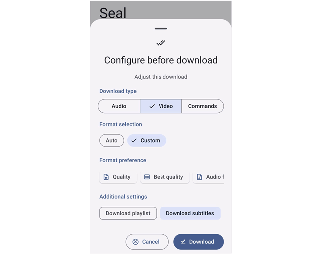 用封条在安卓设备上下载 YouTube 视频