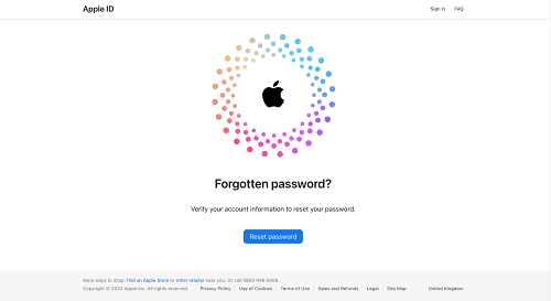 在网页上重置 Apple ID