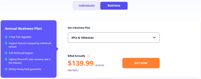 Windows向けimyfone d-backのビジネス価格