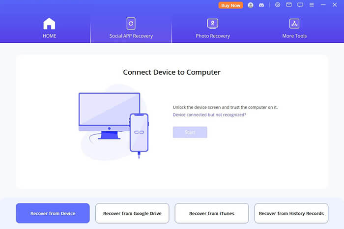 connect iphone to computer and select recover from device