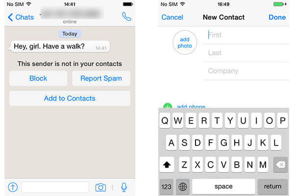 how to add contacts to whatsapp iphone from unknown number