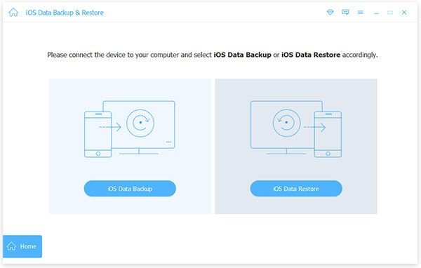 Interface principale de la sauvegarde et de la restauration de données iOS d'Apeaksoft