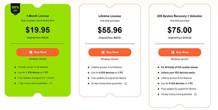 Apeaksoft iOSシステムリカバリの価格