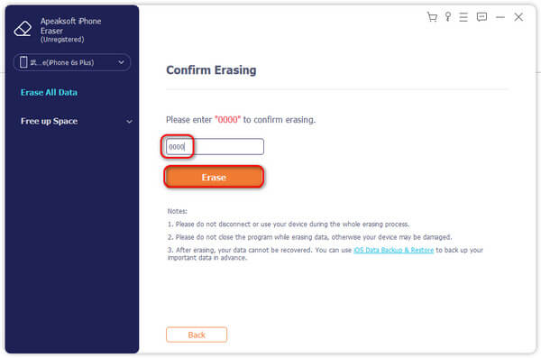 Borrar datos del iPhone usando Apeaksoft iPhone Eraser