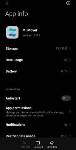 Mi Mover ne fonctionne pas - obtenir les autorisations requises sur Android