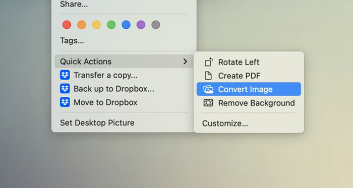 выберите преобразование изображения