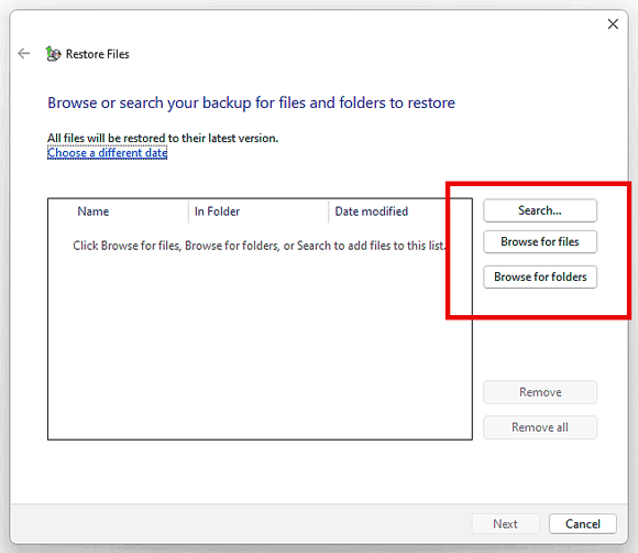 Dateien durchsuchen und sie dann wiederherstellen
