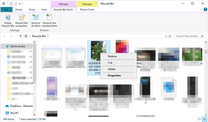 Silinen JPG resimlerini geri dönüşüm kutusundan geri yükle