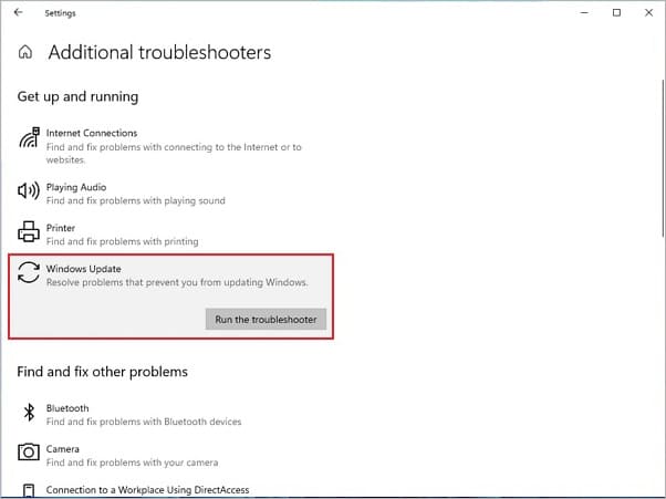 Jalankan pemecah masalah pembaruan Windows untuk memperbaiki masalah pembersihan disk yang macet saat pembersihan pembaruan Windows.