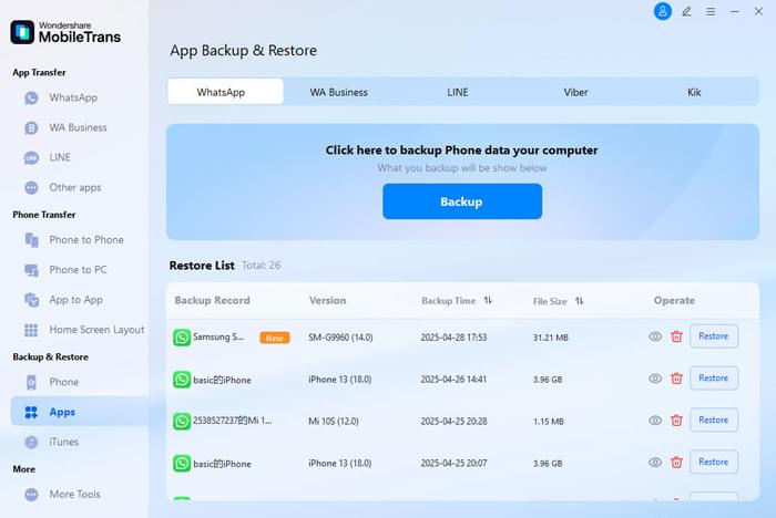 WhatsApp kurtarma uygulaması - Wondershare
