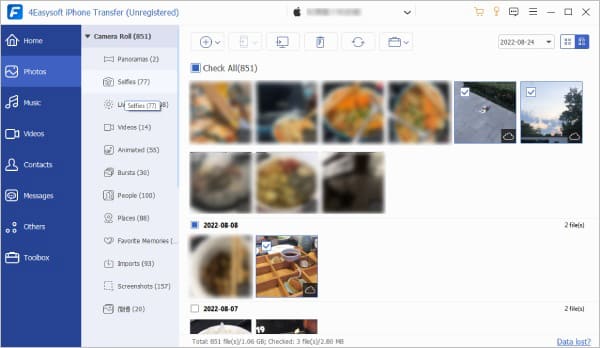 choose the photos category