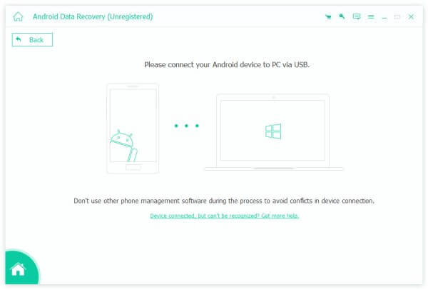 connect android to apeaksoft android data recovery