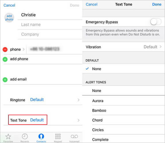 連絡先のカスタム設定を確認して、特定の連絡先のiPhoneテキストメッセージの音が鳴らない問題を解決してください。