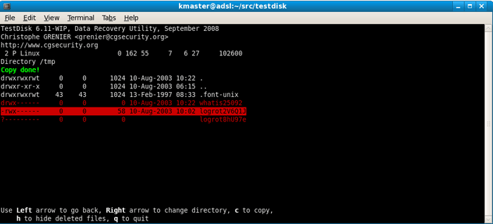 Восстановить удаленные фотографии с камеры Canon с помощью TestDisk